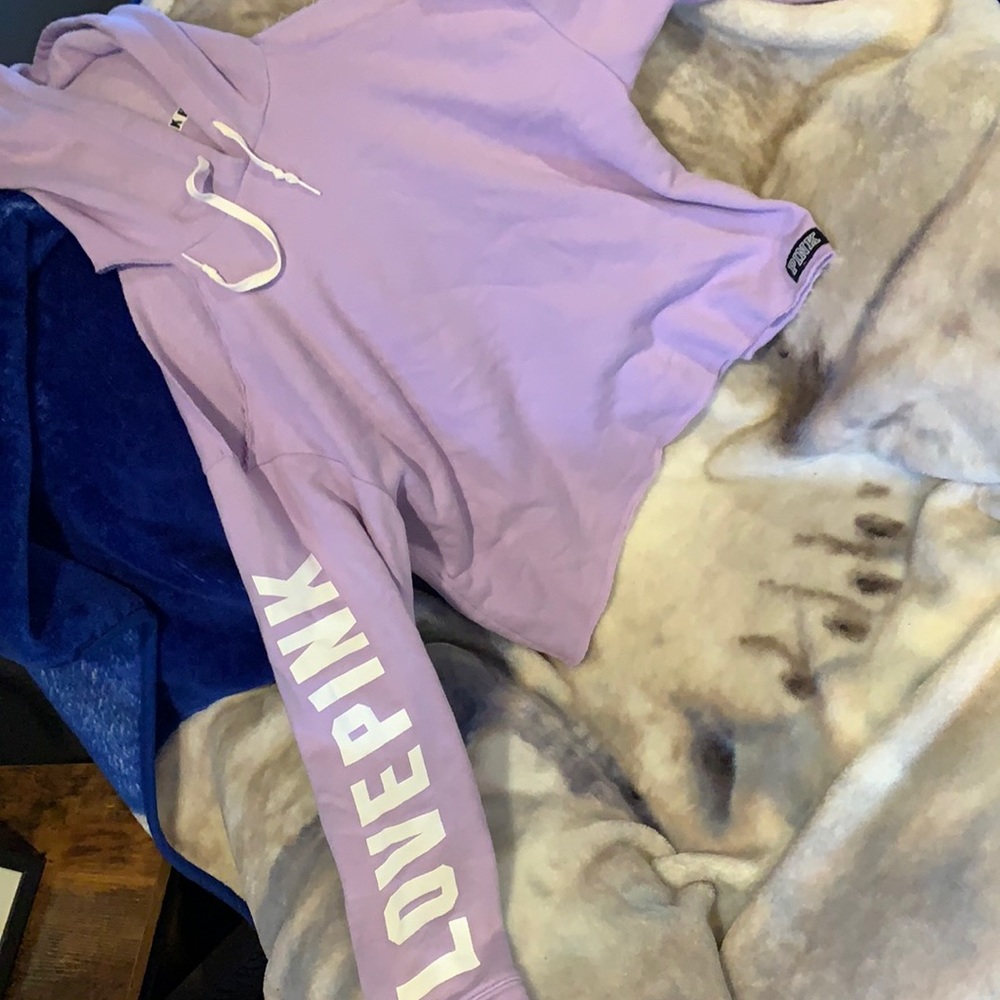 Purple cut out shoulder sweatshirt from pink